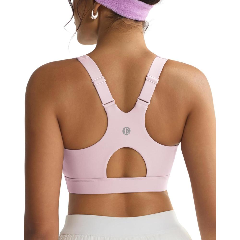 imageRUNNING GIRL Sports Bra for WomenAdjustable Straps Molded Cup High Impact Sports Bras for Women with Sewn in PadsPink