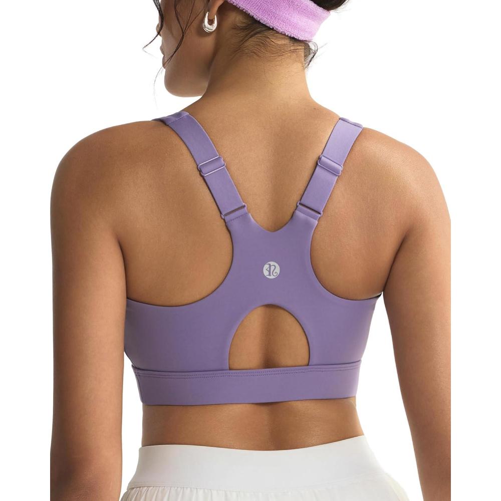 imageRUNNING GIRL Sports Bra for WomenAdjustable Straps Molded Cup High Impact Sports Bras for Women with Sewn in PadsPurple