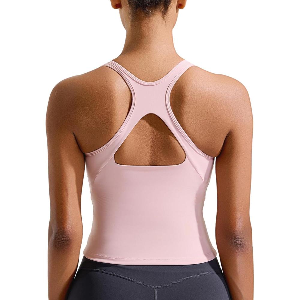 imageRUNNING GIRL Sports Bras for Women High Impact Molded Cup Compression Running Tops with Removable Pads Best for AD CupPink