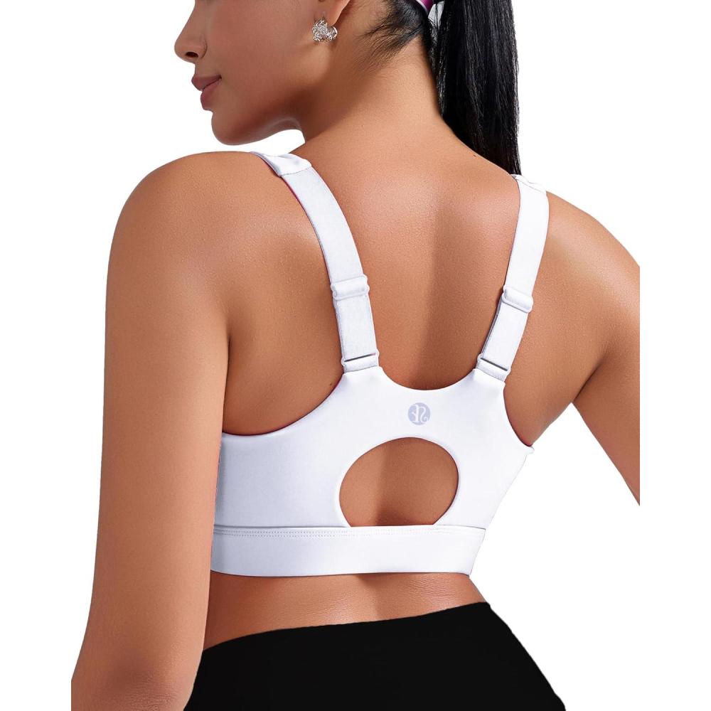 imageRUNNING GIRL Sports Bras for Women High Support Adjustable Straps High Impact Molded Cup Sports Bra with Sewn in PadsWhite