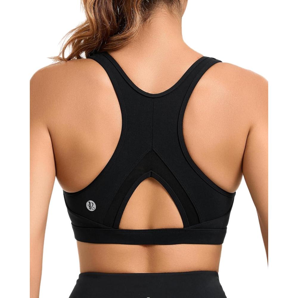 imageRUNNING GIRL Sports Bras for Women High Support Moulded Cup High Impact Sports Bras Racerback Workout Running Yoga Bra3045 Black