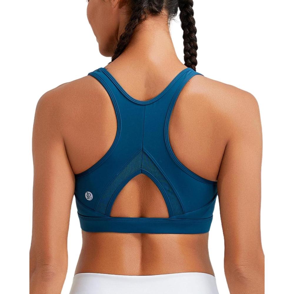 imageRUNNING GIRL Sports Bras for Women High Support Moulded Cup High Impact Sports Bras Racerback Workout Running Yoga BraNavy