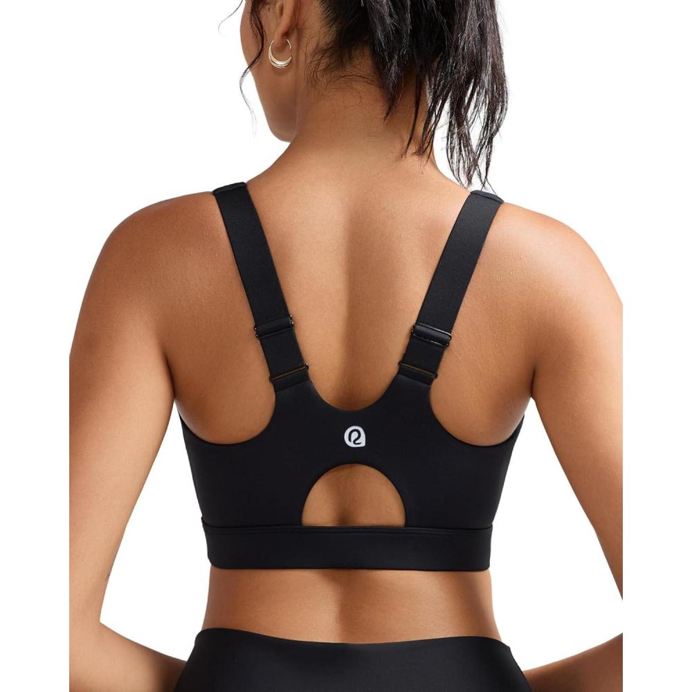 imageRUNNING GIRL Sports Bras for Women High SupportAdjustable Racerback Molded Cup Sports Bra Yoga Athletic Workout BraBlack
