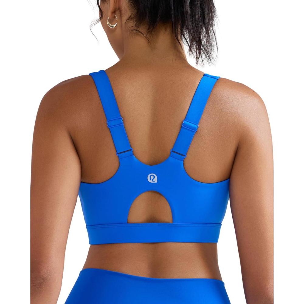 imageRUNNING GIRL Sports Bras for Women High SupportAdjustable Racerback Molded Cup Sports Bra Yoga Athletic Workout BraBlue