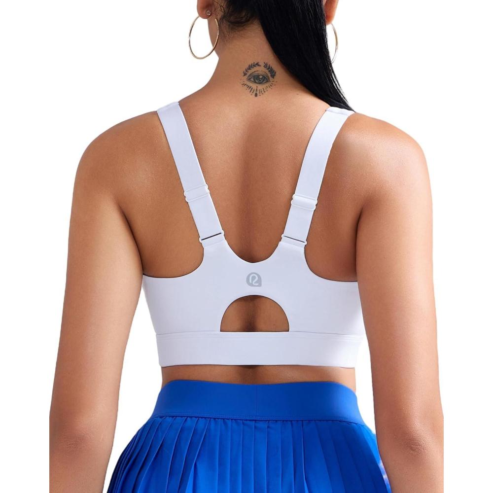imageRUNNING GIRL Sports Bras for Women High SupportAdjustable Racerback Molded Cup Sports Bra Yoga Athletic Workout BraWhite