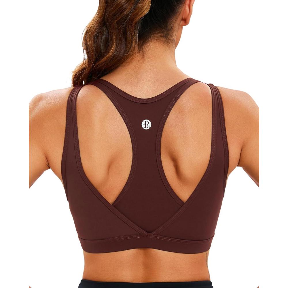 imageRUNNING GIRL Sports Bras for Women High SupportMolded Cup High Impact Sports Bra Racerback Workout Yoga Running BraRust Red