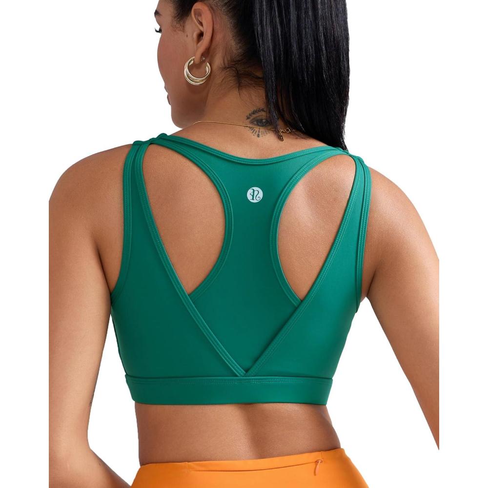 imageRUNNING GIRL Sports Bras for Women High SupportMolded Cup High Impact Sports Bra Racerback Workout Yoga Running BraTeal Green