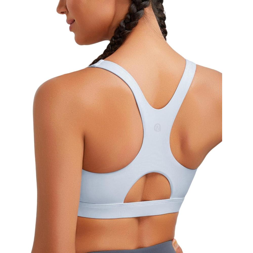 imageRUNNING GIRL Sports Bras for Women High SupportRacerback High Impact Grey Sports Bra Moulded Cup Workout Bra Push upDicy Grey