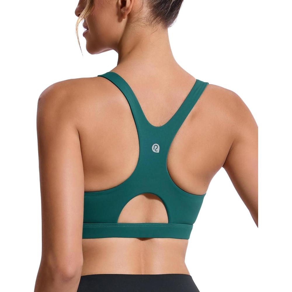 imageRUNNING GIRL Sports Bras for Women High SupportRacerback High Impact Grey Sports Bra Moulded Cup Workout Bra Push upDstorm Teal