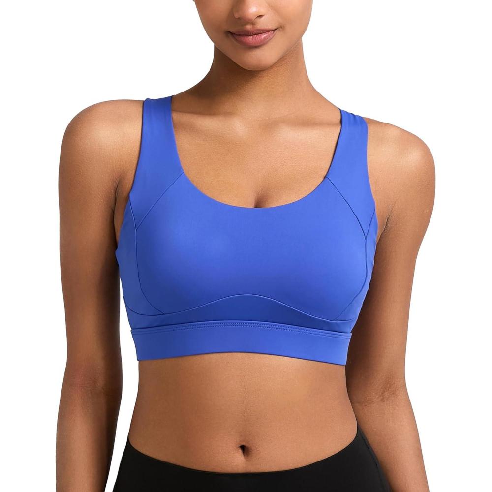 imageRUNNING GIRL Sports Bras for Women High SupportRacerback High Impact Grey Sports Bra Moulded Cup Workout Bra Push upZbright Blue