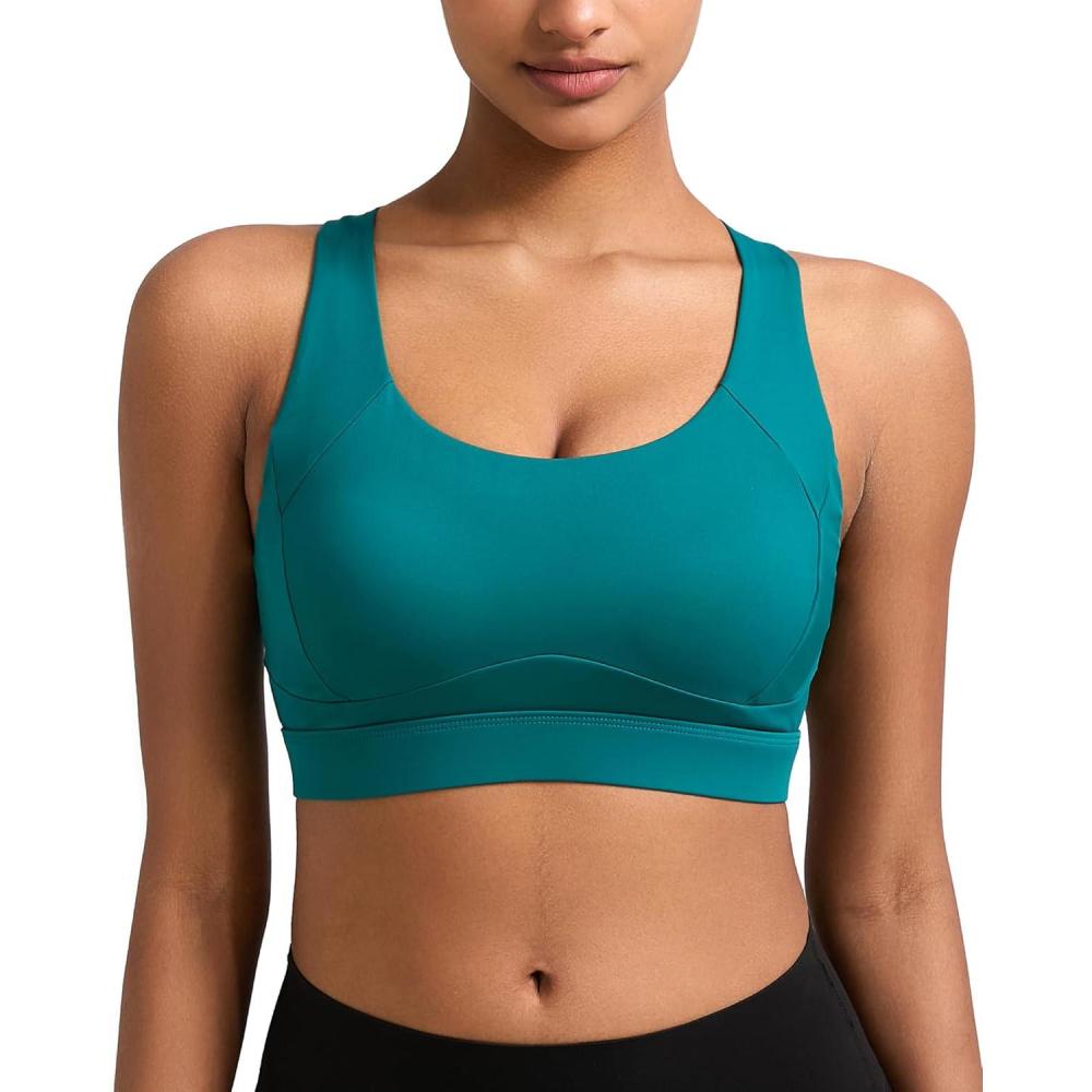 imageRUNNING GIRL Sports Bras for Women High SupportRacerback High Impact Grey Sports Bra Moulded Cup Workout Bra Push upZstorm Teal