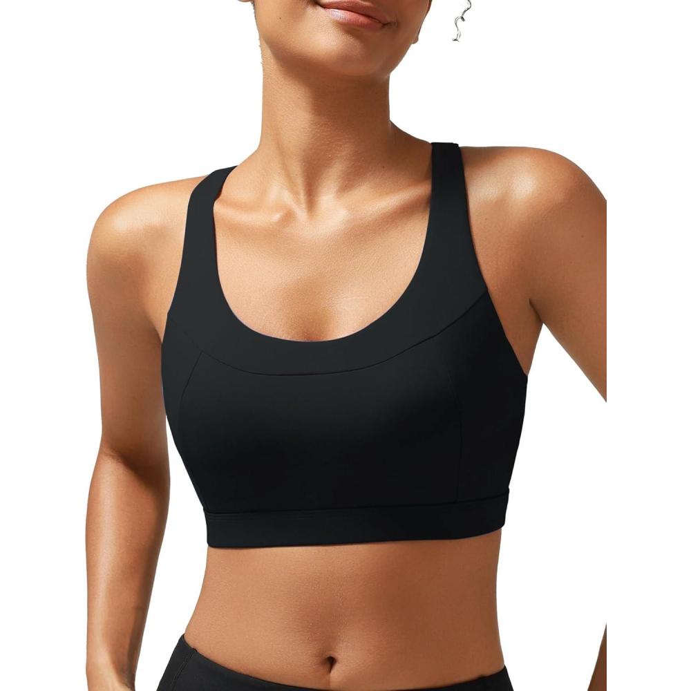 imageRUNNING GIRL Sports Bras for Women High SupportRacerback Molded Cup Sports Bra with Sewn in PadsAblack