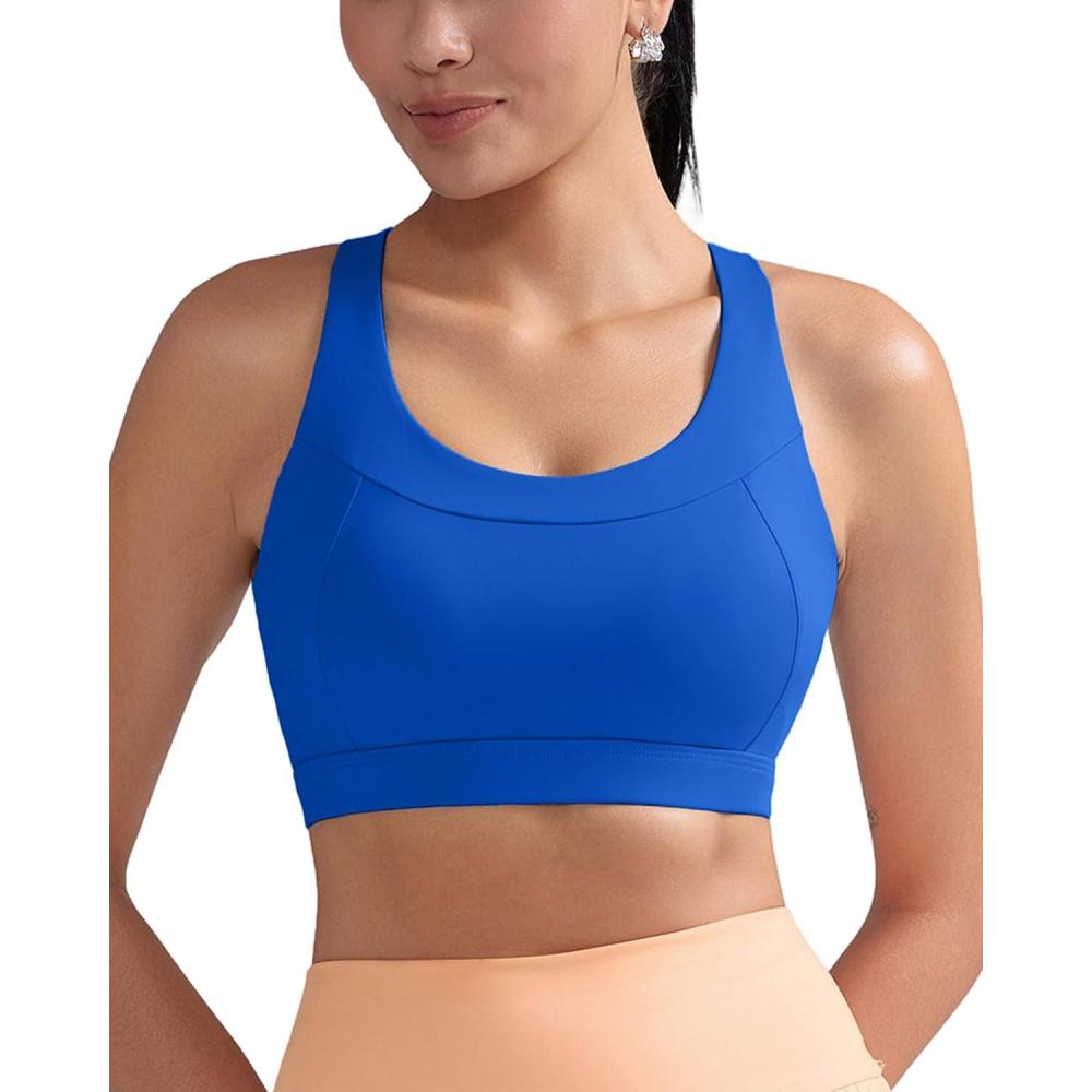 imageRUNNING GIRL Sports Bras for Women High SupportRacerback Molded Cup Sports Bra with Sewn in PadsAblue