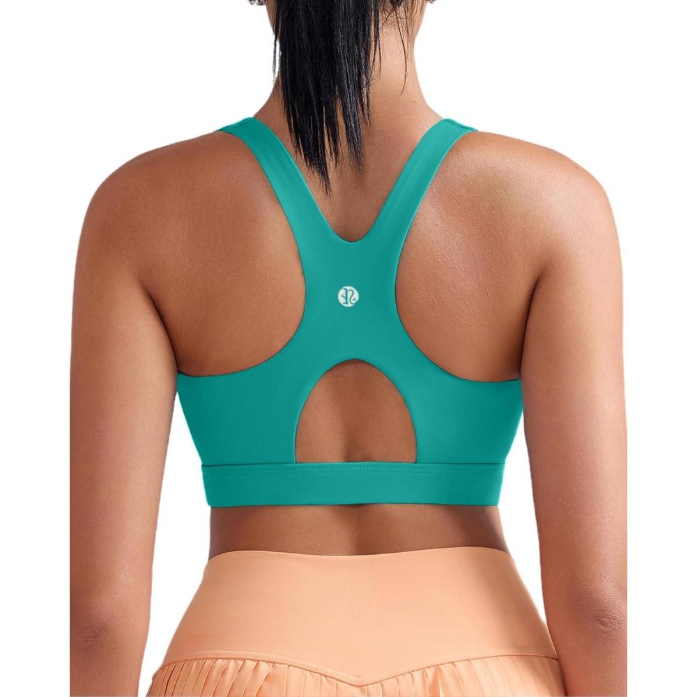 imageRUNNING GIRL Sports Bras for Women High SupportRacerback Molded Cup Sports Bra with Sewn in PadsAbright Green