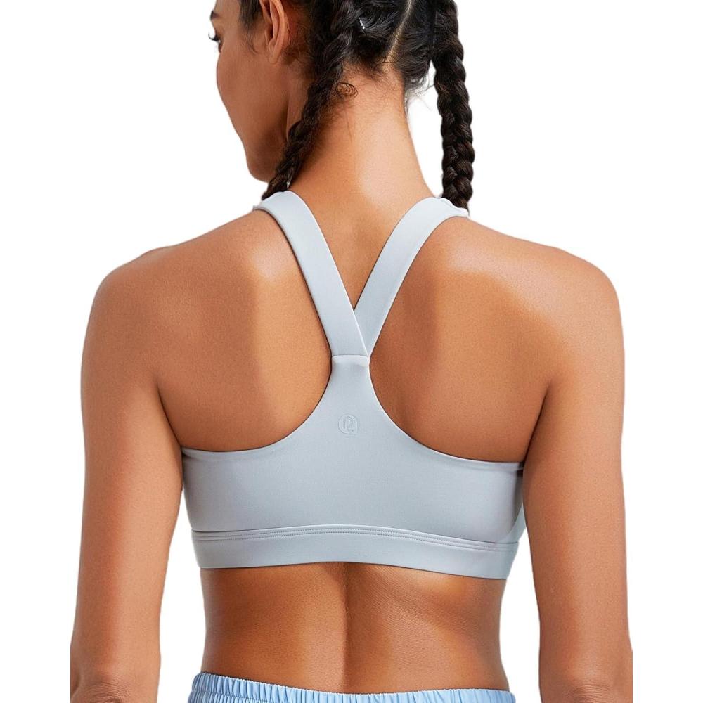 imageRUNNING GIRL Sports Bras for Women High SupportRacerback Molded Cup Sports Bra with Sewn in PadsAice Grey