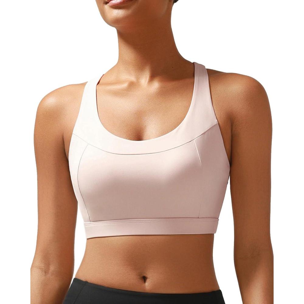 imageRUNNING GIRL Sports Bras for Women High SupportRacerback Molded Cup Sports Bra with Sewn in PadsApink