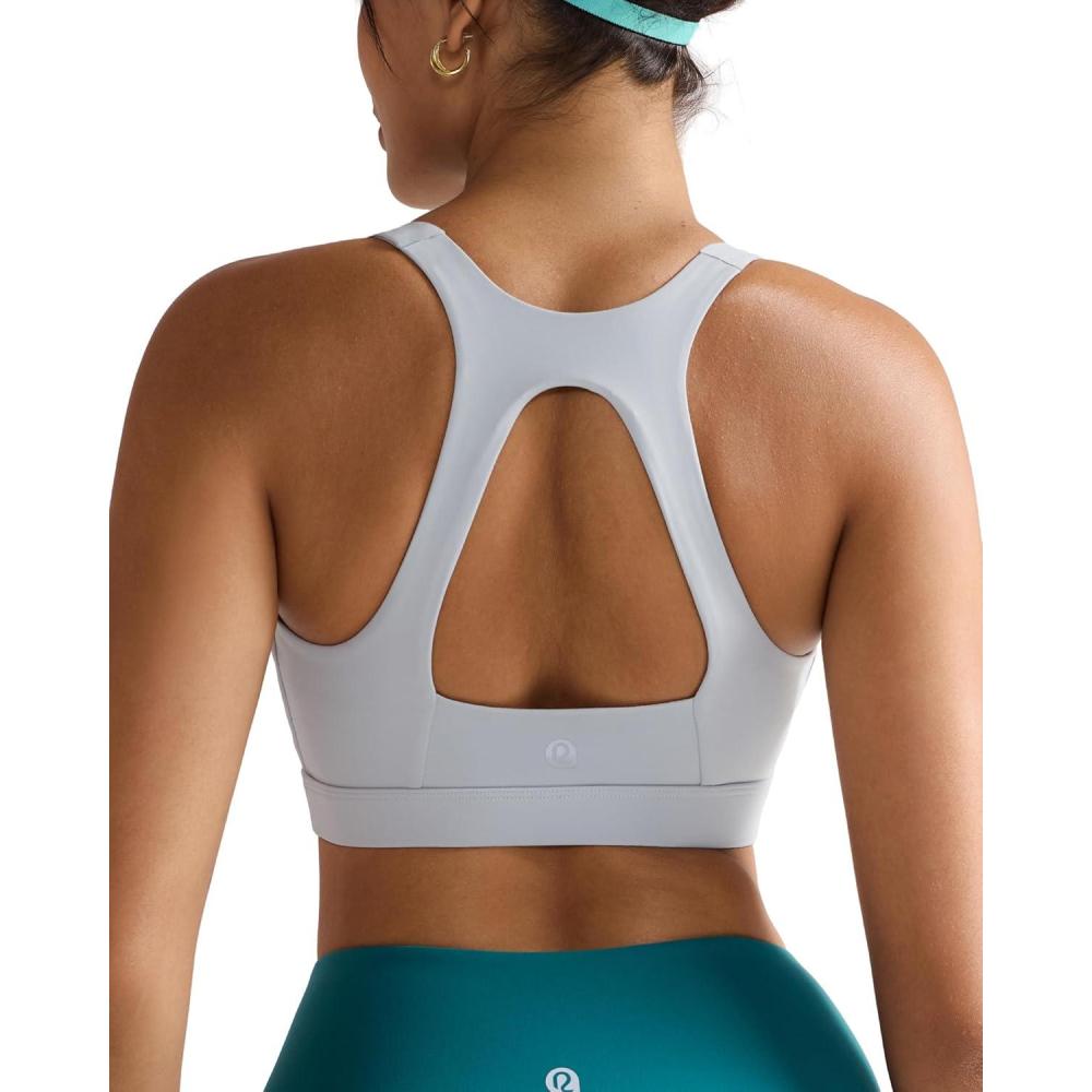 imageRUNNING GIRL Sports Bras for Women High SupportRacerback Molded Cup Sports Bra with Sewn in PadsBgrey