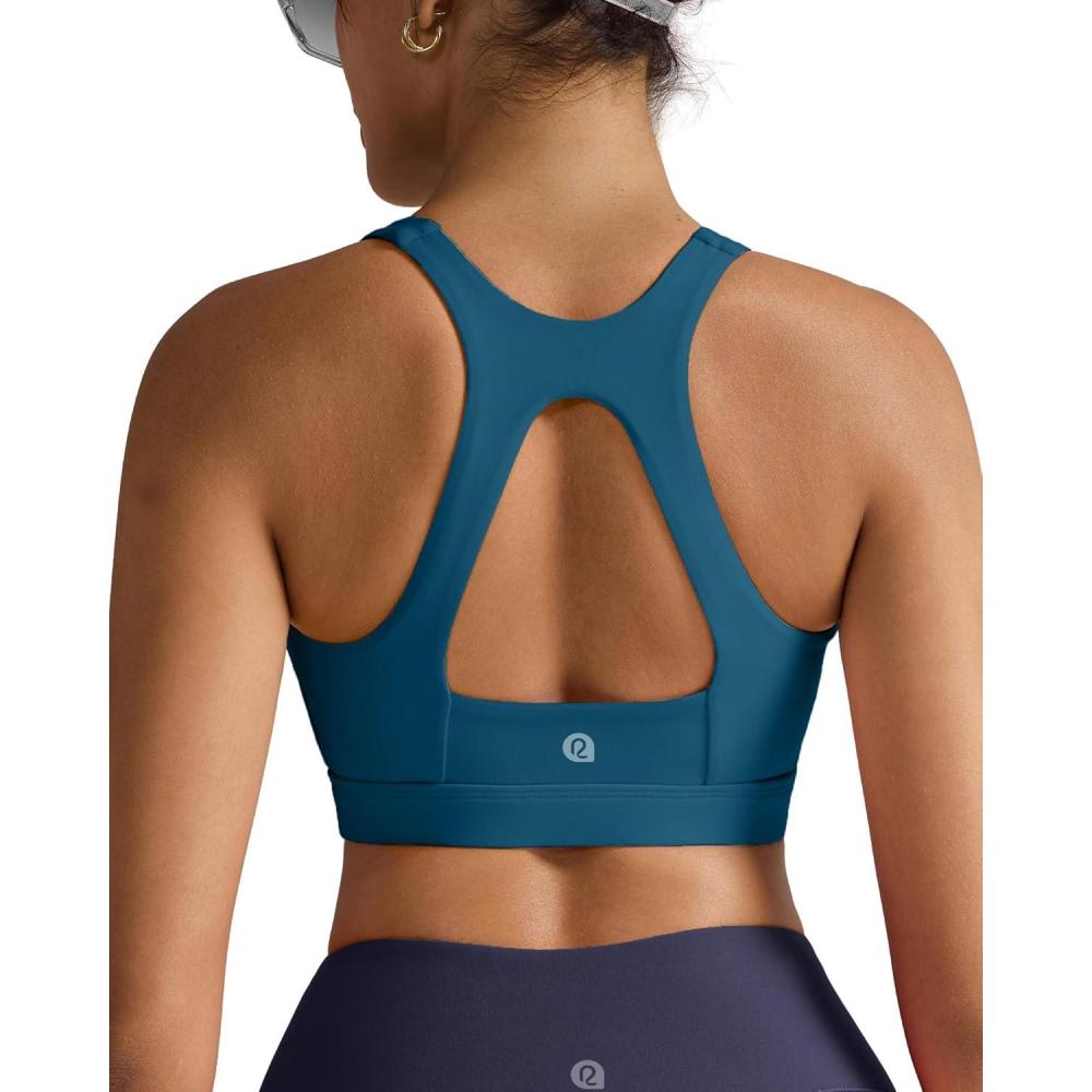 imageRUNNING GIRL Sports Bras for Women High SupportRacerback Molded Cup Sports Bra with Sewn in PadsBnavy Blue