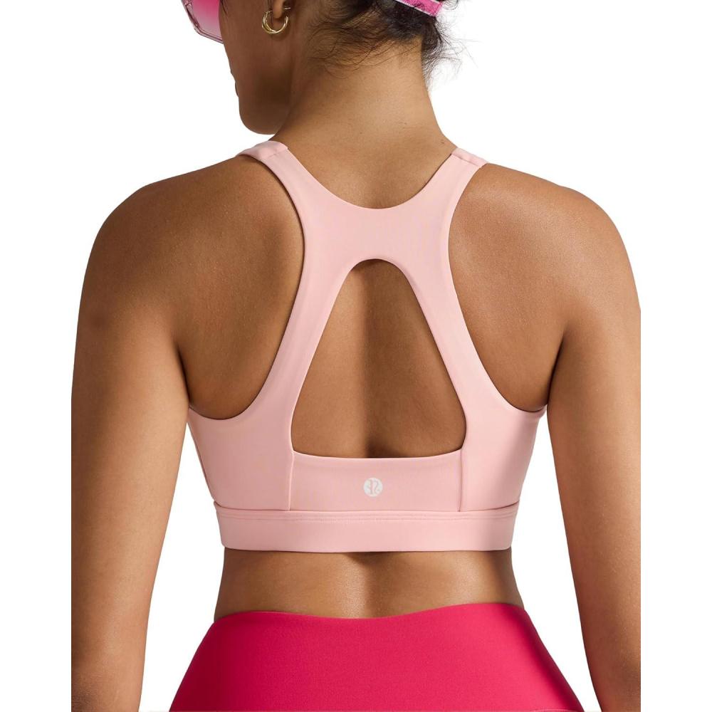 imageRUNNING GIRL Sports Bras for Women High SupportRacerback Molded Cup Sports Bra with Sewn in PadsBpink
