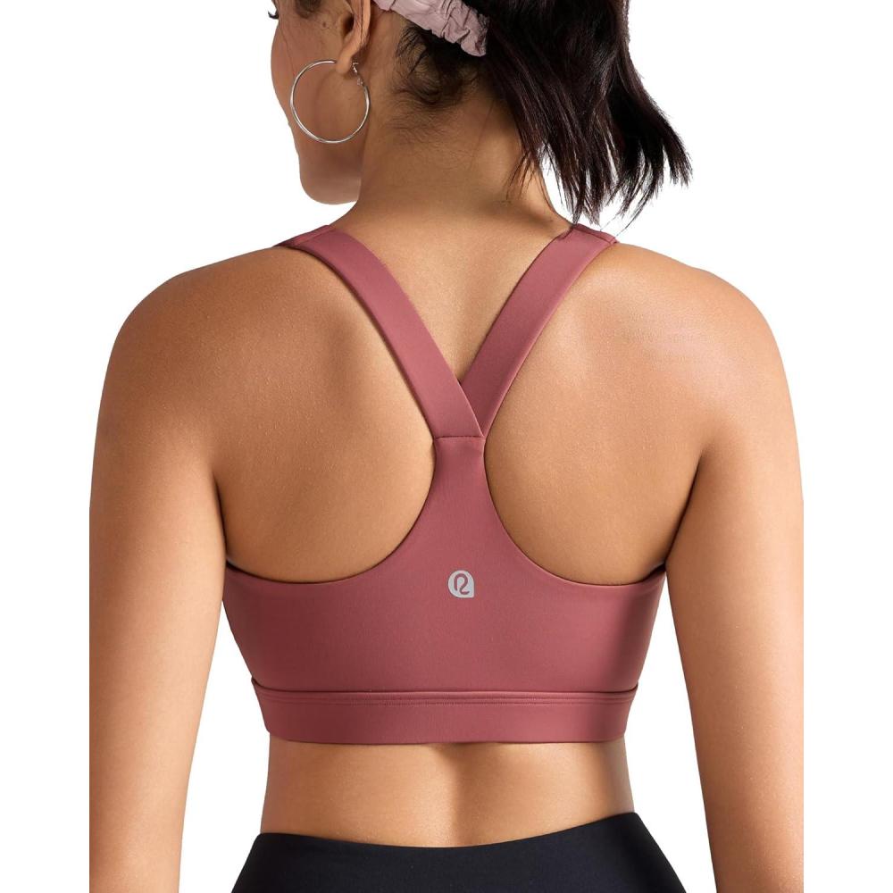 imageRUNNING GIRL Sports Bras for Women Molded Cup High Impact Sports Bra Workout Bras for Women High Support RacerbackArose Red