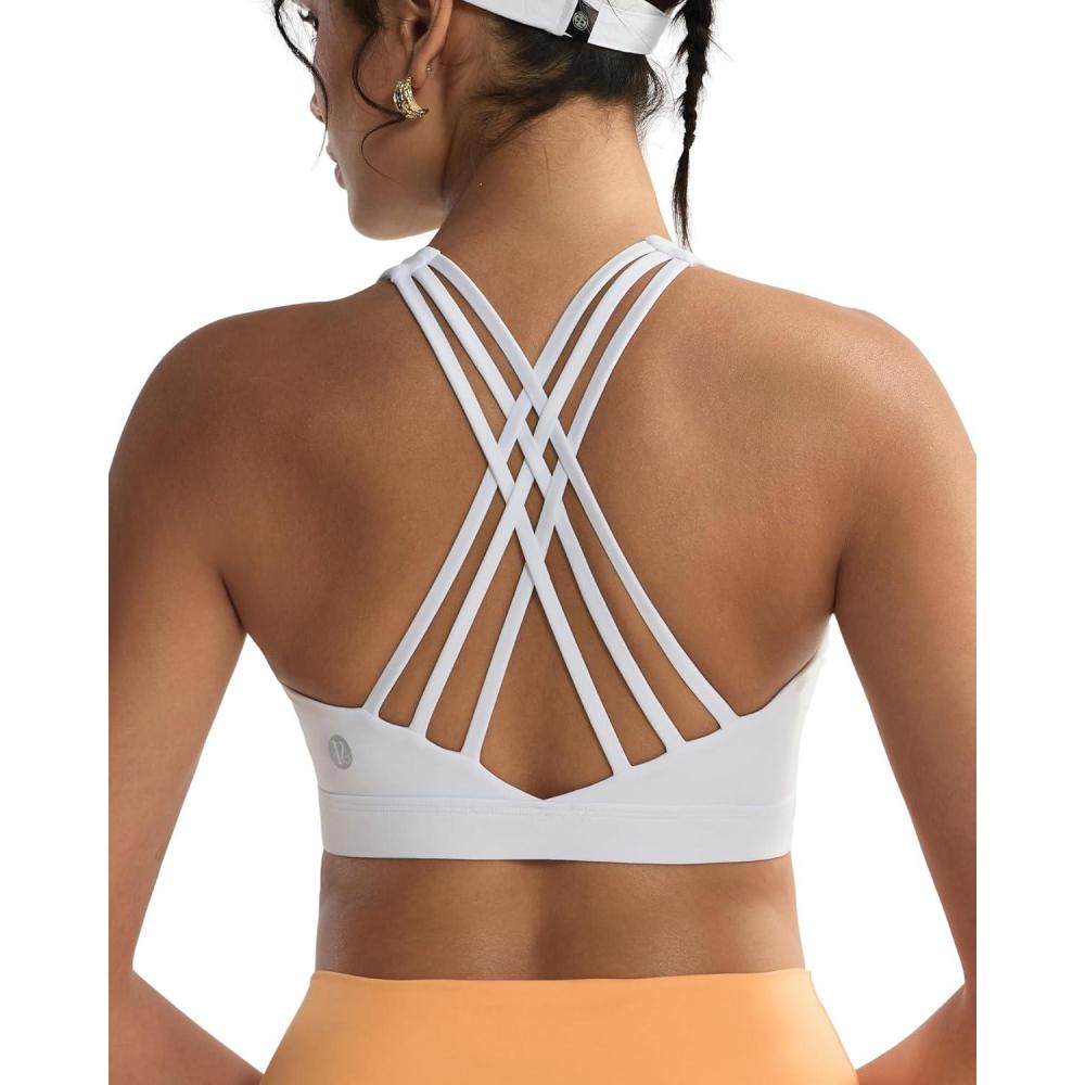 imageRUNNING GIRL Sports Bras for WomenHigh Impact Criss Cross Back Molded Cup Running Bra with Sewn in PadsWhite
