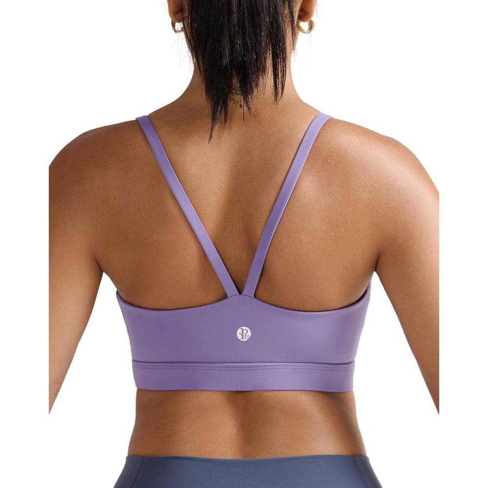 imageRUNNING GIRL Sports Bras for WomenLight Impact Molded Cup Strap Sports Bra with Sewn in PadsBest for AC CupMisty Purple