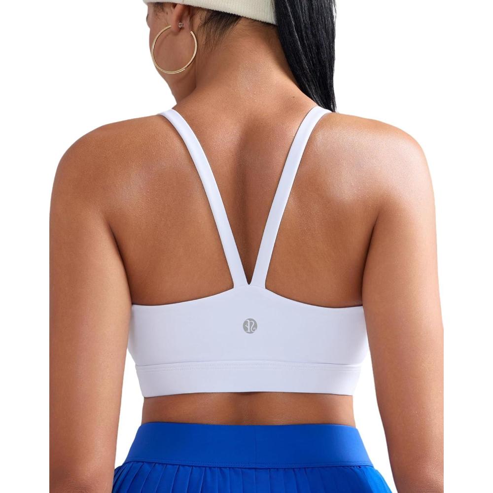 imageRUNNING GIRL Sports Bras for WomenLight Impact Molded Cup Strap Sports Bra with Sewn in PadsBest for AC CupWhite