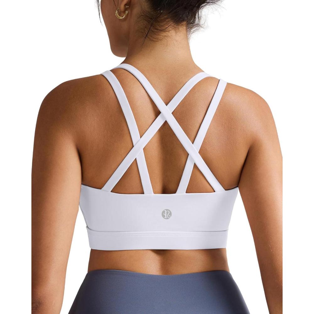 imageRUNNING GIRL Sports Bras for WomenMolded Cup Strappy Running High Support Sports Bras Workout Yoga BraWhite