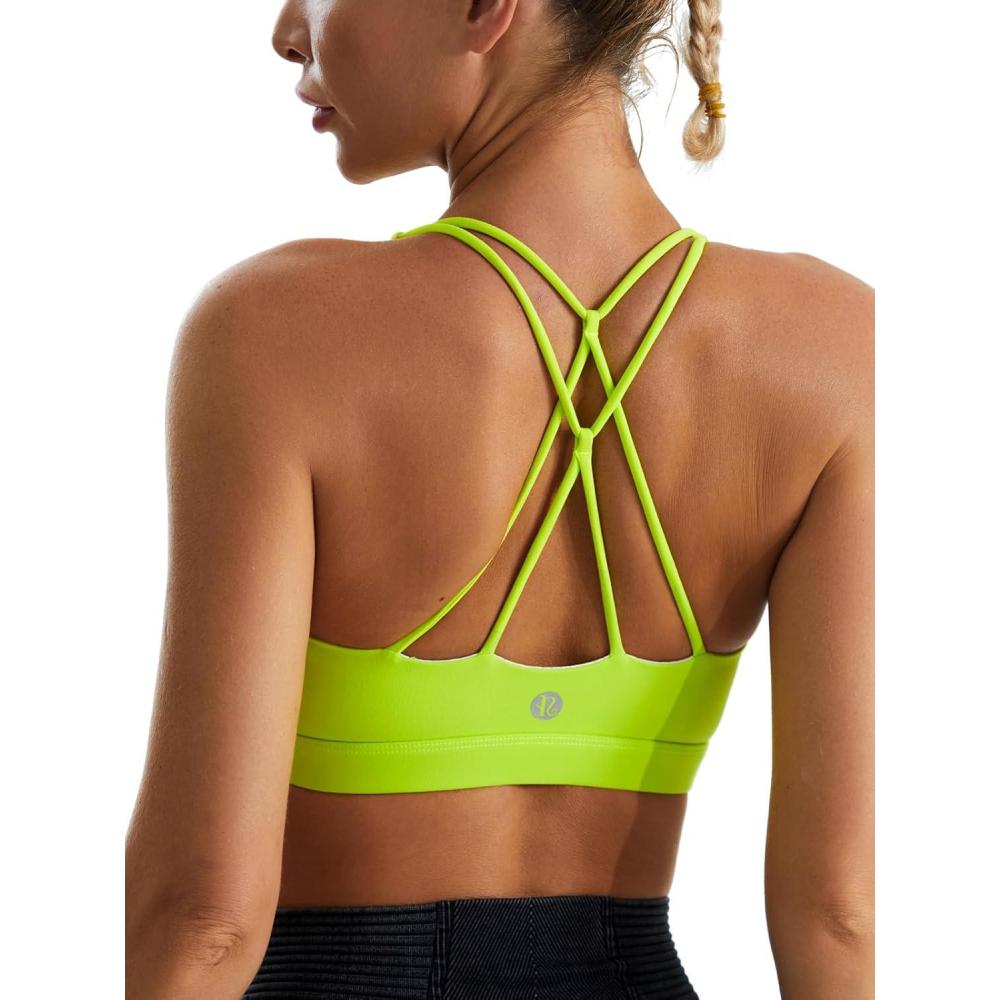 imageRUNNING GIRL Sports Bras for WomenPadded Sports Bra Tank Top Sexy Crisscross Back High Impact Longline Workout Yoga Bra2electric Lemon