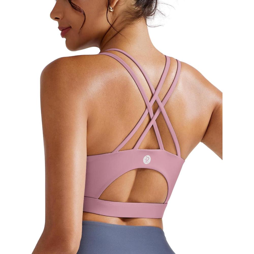 imageRUNNING GIRL Sports Bras for WomenPadded Sports Bra Tank Top Sexy Crisscross Back High Impact Longline Workout Yoga BraPurple