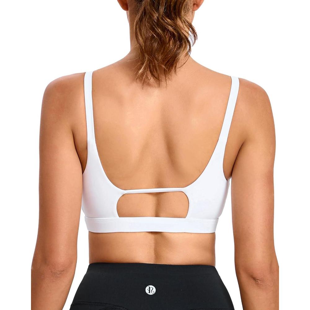imageRUNNING GIRL Sports Bras for WomenSquare Neck Sports Bra Medium Support Yoga Bra Workout Crop Top with Removable Cups1bright White