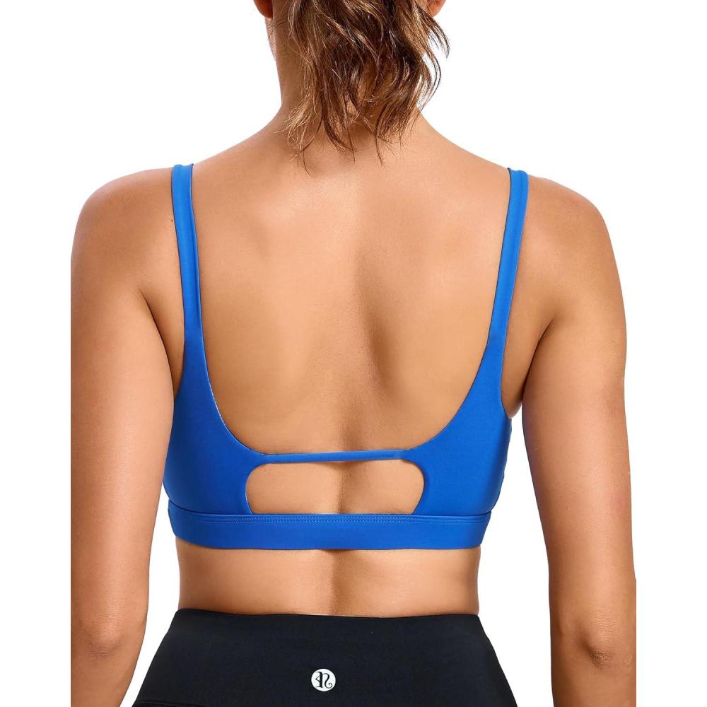 imageRUNNING GIRL Sports Bras for WomenSquare Neck Sports Bra Medium Support Yoga Bra Workout Crop Top with Removable Cups1brillant Blue