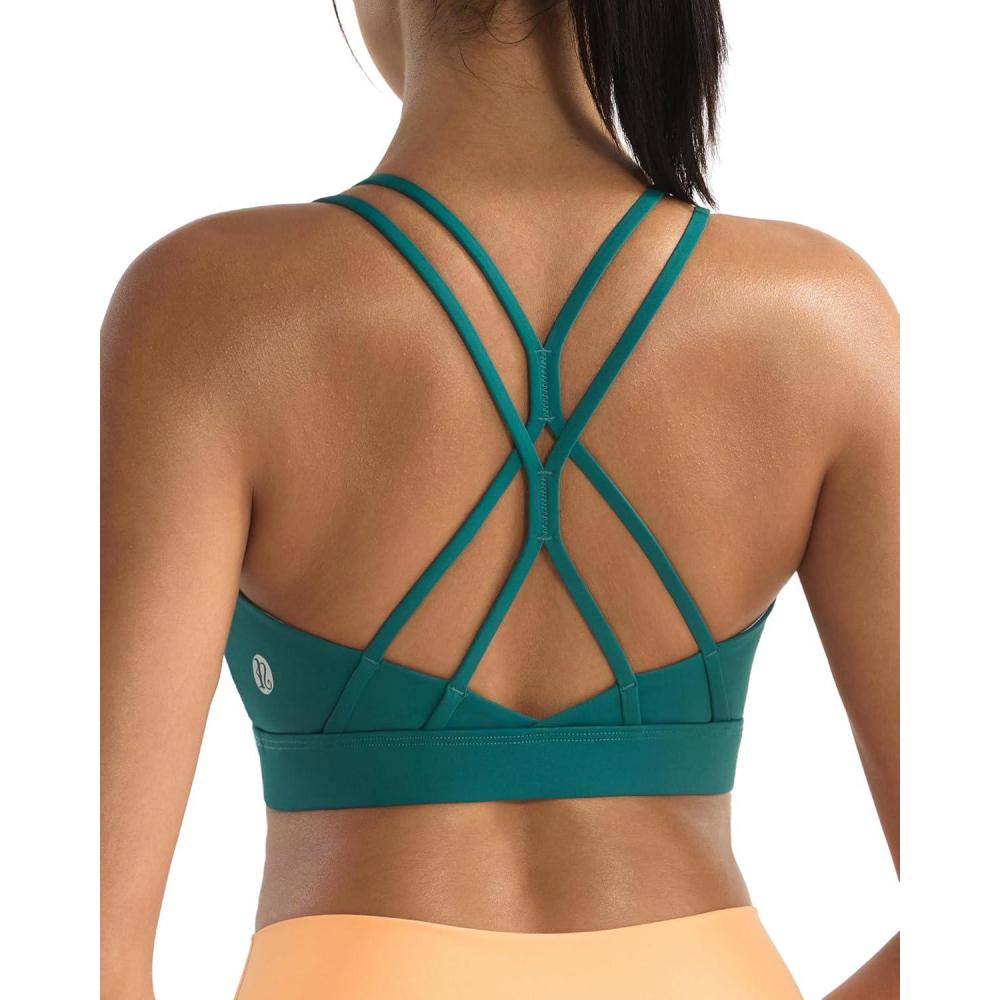 imageRUNNING GIRL Sports Bras for WomenStrappy Crisscross Back Padded Low Impact Running Sports Bra with Removable CupsAstorm Teal