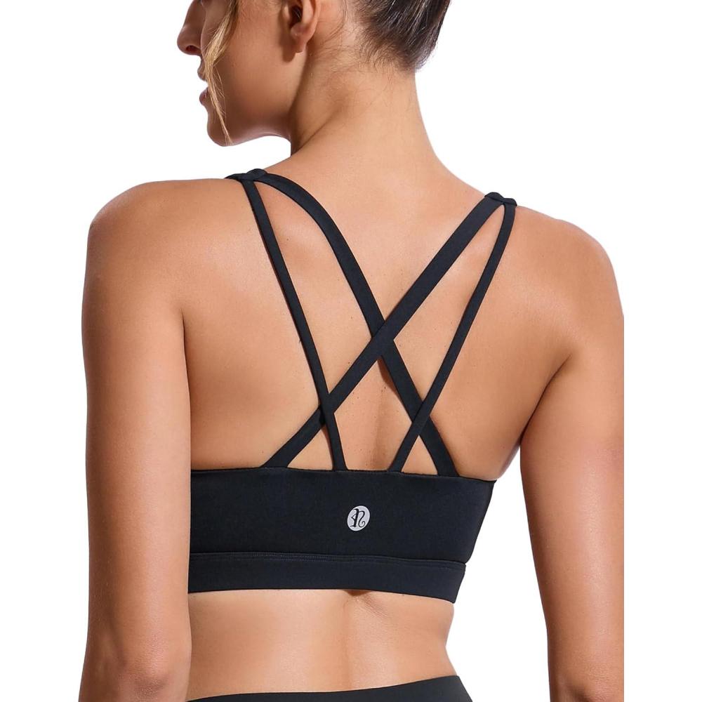 imageRUNNING GIRL Sports Bras for WomenYBack Medium Support Workout Sports Bra Padded Racerback Supportive Bras Push upEblack