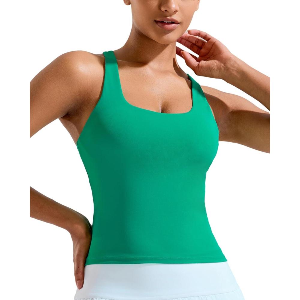 imageRUNNING GIRL Tank Tops with Built in Bras Racerback Activewear Yoga Workout Tops for WomenGreen