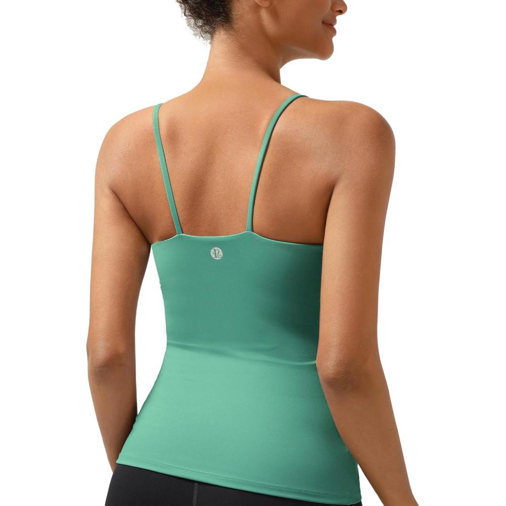 imageRUNNING GIRL Workout Tank Tops with Built in Bras for WomenCompression Shirt Strappy Back Athletic Yoga TopsYgreen