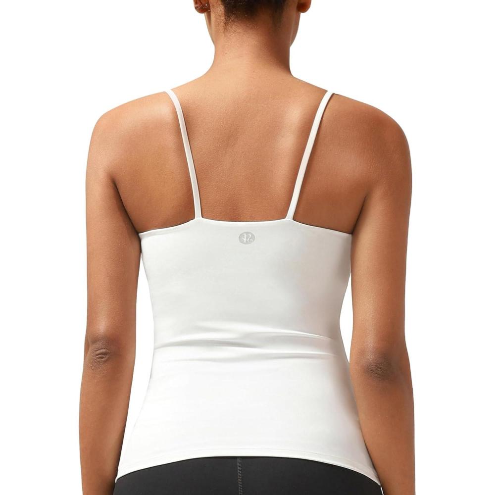 imageRUNNING GIRL Workout Tank Tops with Built in Bras for WomenCompression Shirt Strappy Back Athletic Yoga TopsYwhite