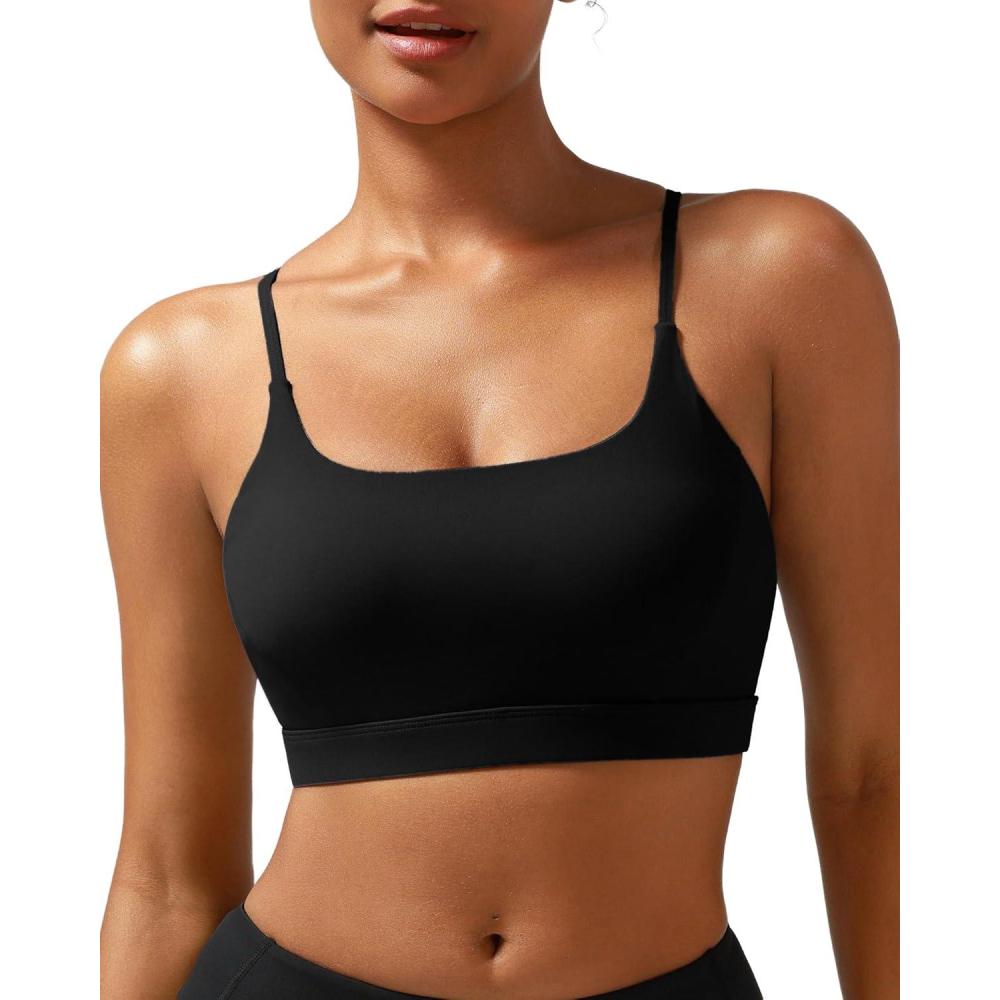 imageRUNNING GIRL YBack Sports Bras for Women Medium Impact Wirefree Padded Bra Workout Crop Top Longline Sports Bra Push upBlack