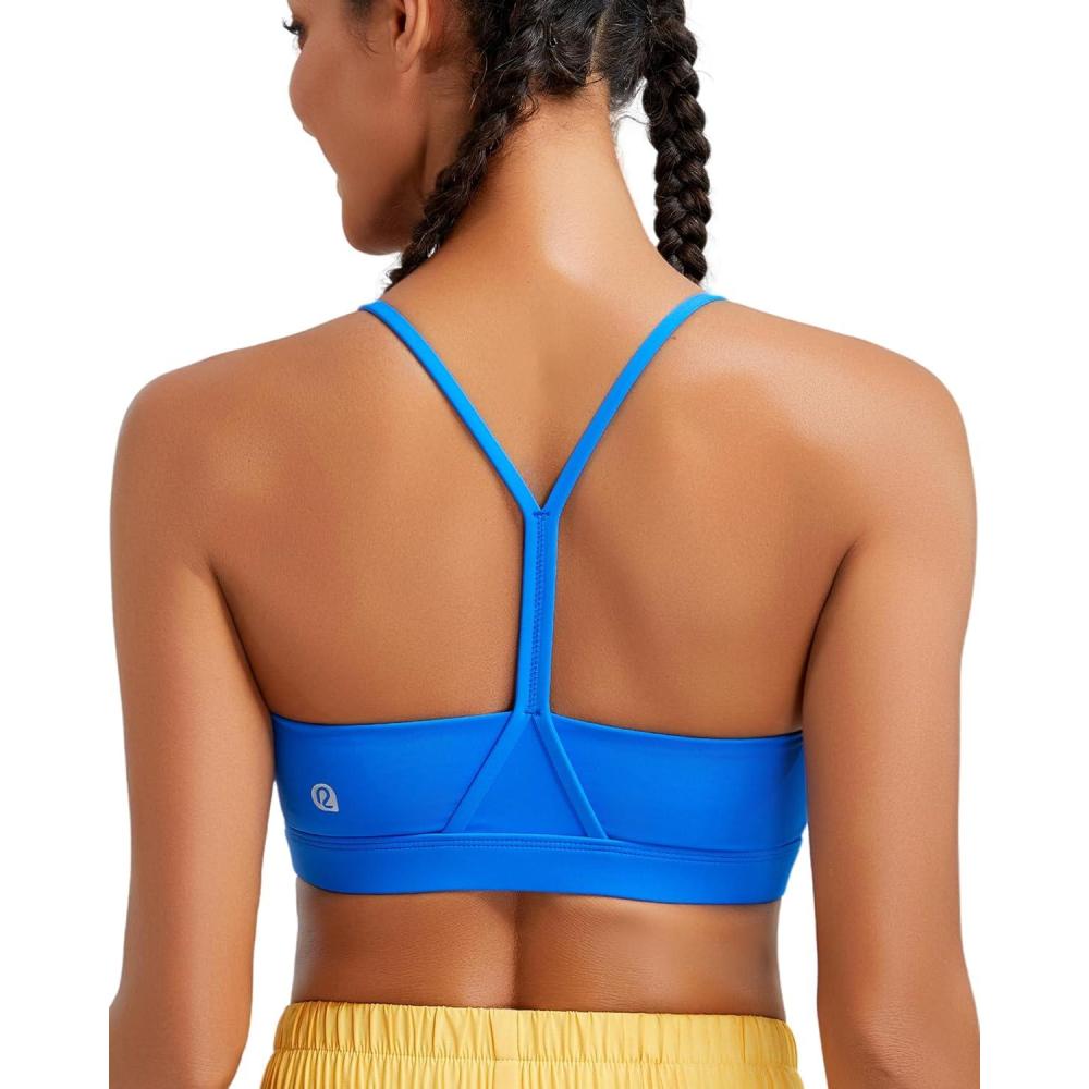 imageRUNNING GIRL YBack Sports Bras for Women Medium Impact Wirefree Padded Bra Workout Crop Top Longline Sports Bra Push upEcerulean Blue