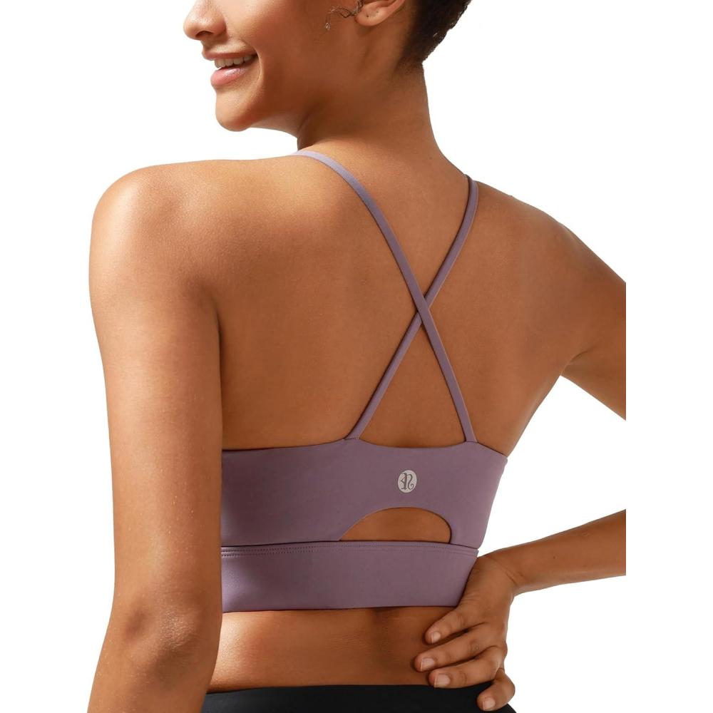 imageRUNNING GIRL YBack Sports Bras for Women Medium Impact Wirefree Padded Bra Workout Crop Top Longline Sports Bra Push upFpurple