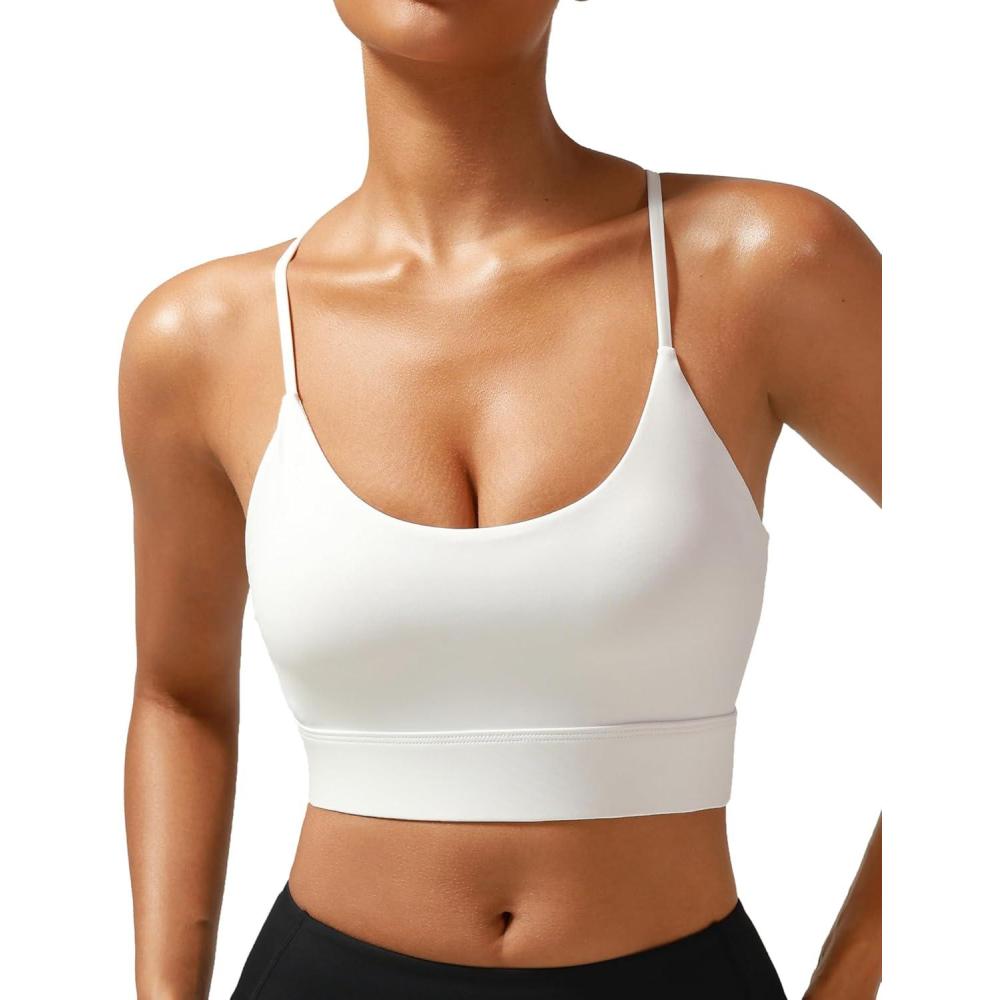 imageRUNNING GIRL YBack Sports Bras for Women Medium Impact Wirefree Padded Bra Workout Crop Top Longline Sports Bra Push upFwhite