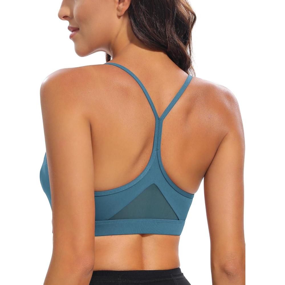 imageRUNNING GIRL YBack Sports Bras for Women Medium Impact Wirefree Padded Bra Workout Crop Top Longline Sports Bra Push upGreen