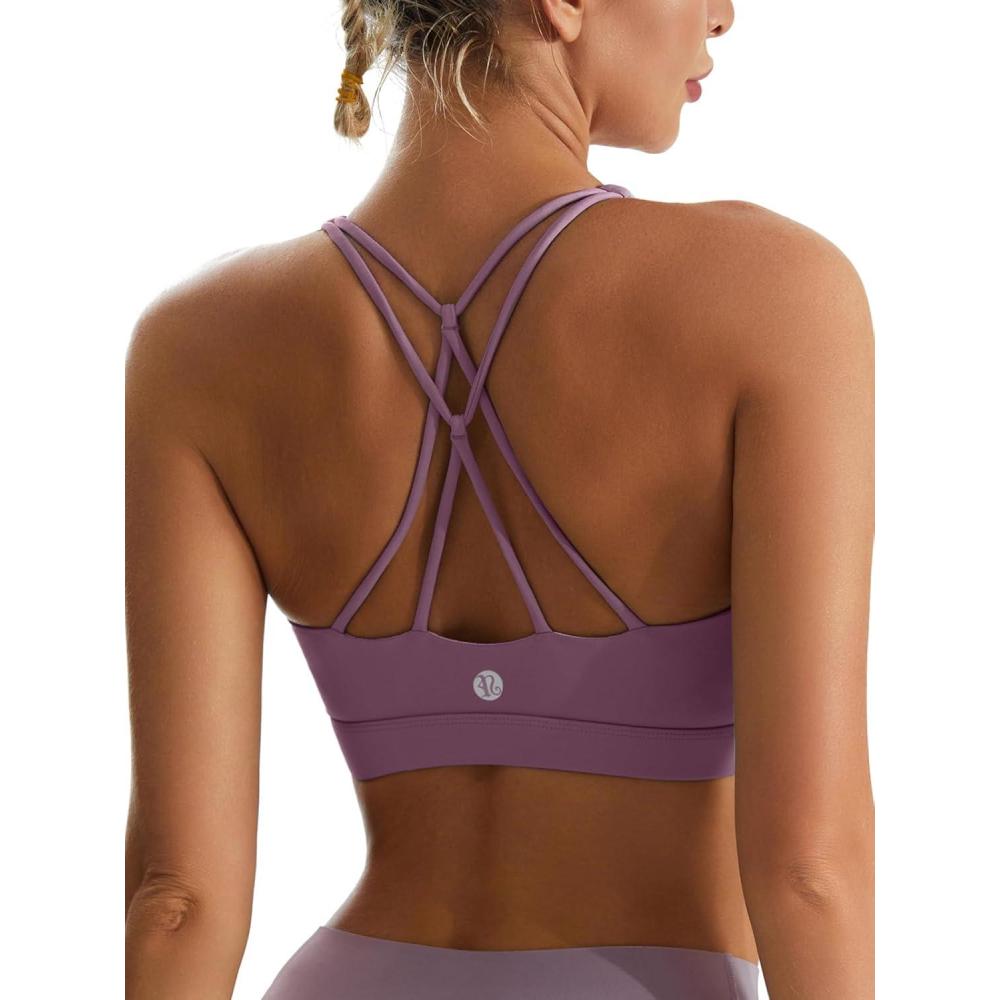 imageRUNNING GIRL YBack Sports Bras for Women Medium Impact Wirefree Padded Bra Workout Crop Top Longline Sports Bra Push upMpurple