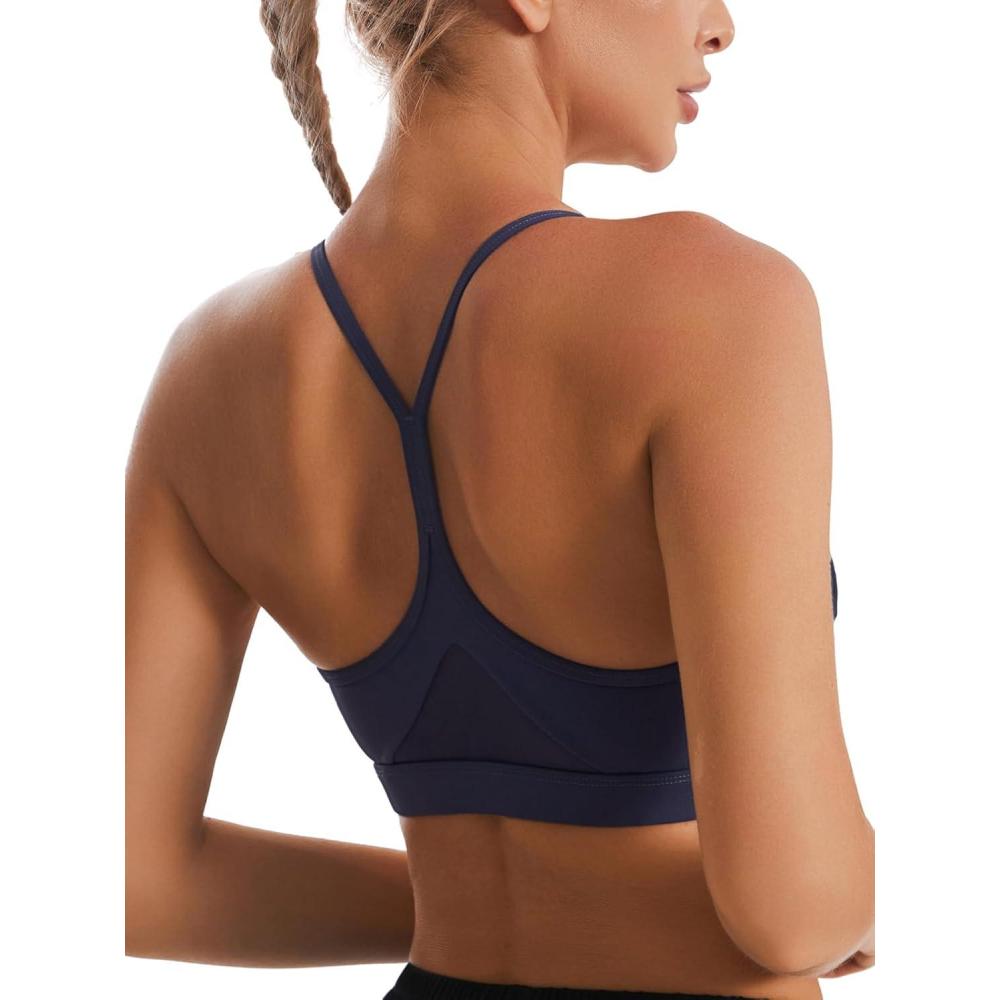 imageRUNNING GIRL YBack Sports Bras for Women Medium Impact Wirefree Padded Bra Workout Crop Top Longline Sports Bra Push upNavy Blue