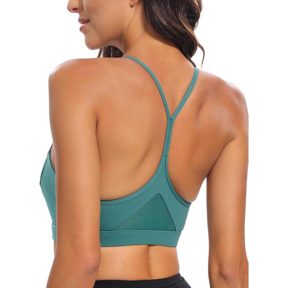 imageRUNNING GIRL YBack Sports Bras for Women Medium Impact Wirefree Padded Bra Workout Crop Top Longline Sports Bra Push upStorm Teal