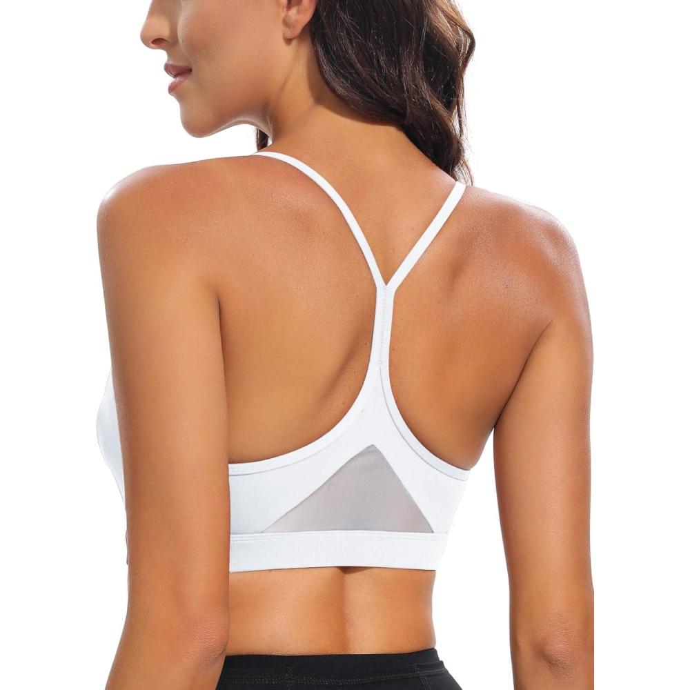 imageRUNNING GIRL YBack Sports Bras for Women Medium Impact Wirefree Padded Bra Workout Crop Top Longline Sports Bra Push upWhite