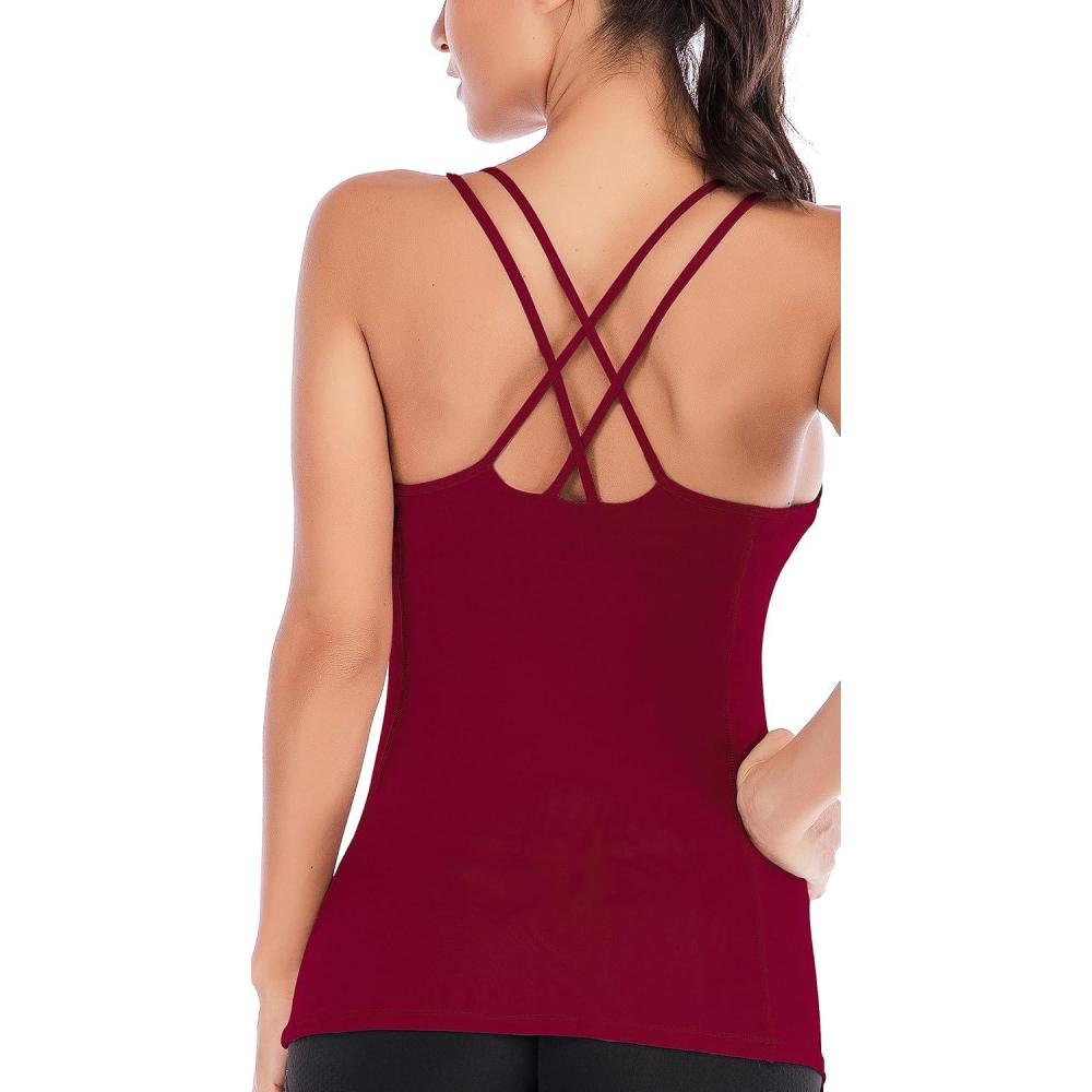 imageRUNNING GIRL Yoga Tank Tops for Women Built in Shelf Bra BC Cups Strappy Back Activewear Workout Compression TopsCred