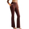 RUNNING GIRL Flare Pants with Pockets, High Waist Yoga Pants Buttery Soft Bootcut Wide Leg Leggings for Women(Brown)