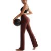 RUNNING GIRL Flare Pants with Pockets, High Waist Yoga Pants Buttery Soft Bootcut Wide Leg Leggings for Women(Brown)