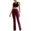 RUNNING GIRL Flare Pants with Pockets, High Waist Yoga Pants Buttery Soft Bootcut Wide Leg Leggings for Women(Maroon)